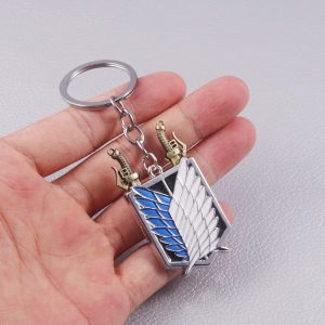 AOT Wings of Freedom Charm Keychain - Shingeki No Kyojin Chain - Anime Gifts for Men Women and Fans