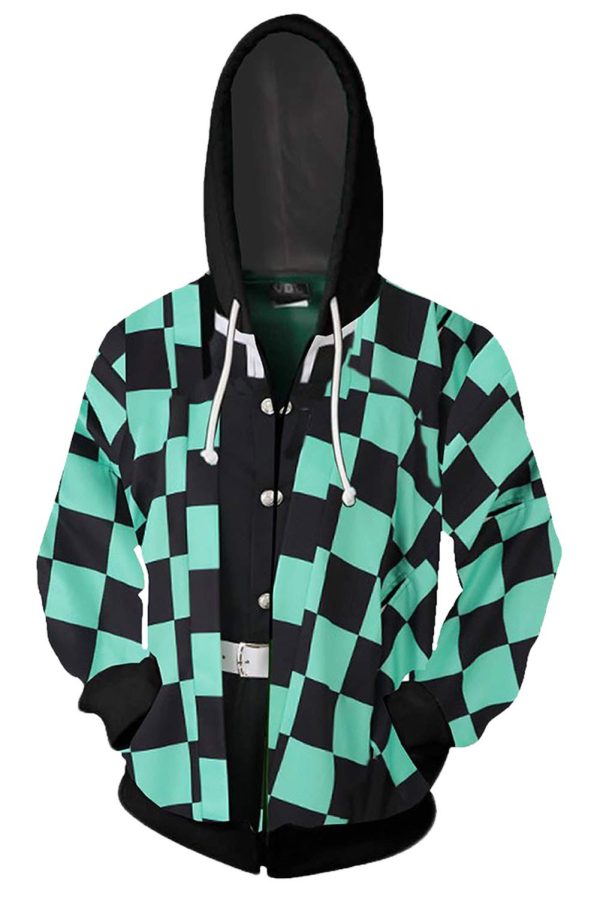 Baycon Green Hoodies Cosplay Costume Zip up Jacket Sweatshirt Top