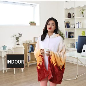 Anime Wearable Blanket Hoodie Throw Blanket Tanjirou Cosplay Cloak Shawl Wrap Nap Quilt 160x100 cm/63x40in(White,One Size)