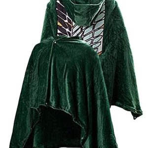 Green Hooded Cape Blanket Cosplay Costume Outfit Hooded Cloak Soft Warm for Adult Men Women