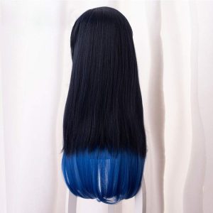 Anime Cosplay Costume Wig Female Wig Long Black Blue Straight Hair for Women Halloween, Christmas