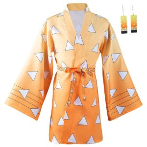Haydory Agatsuma Zenitsu Cloak Cape Cosplay Costume Zenitsu Cosplay Kimono Cloak BathRobe Cardigan Halloween Suit Men Women…
