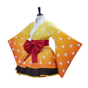 Demon Slayer Cosplay Costume Kamado Tanjirou Kimono Cosplay Outfit Black Halloween Party (Agatsuma Zenitsu, XXL), XX-Large