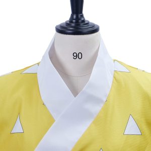 Demon Slayer Cosplay Costume Kamado Tanjirou Kimono Cosplay Outfit Black Halloween Party (Agatsuma Zenitsu, XXL), XX-Large
