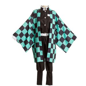 Rarashik Anime Cosplay Costume Mens Kimono Outfit Halloween party costume (S, Tanjirou)