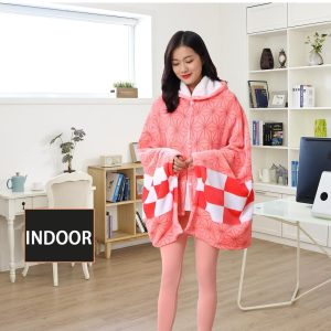 Juejuezi Hooded Wearable Blanket Hoodie Throw Blanket Cloak Cosplay Costume Shawl Wrap Nap Quilt 160x100 cm/63x40in(Pink,One Size)