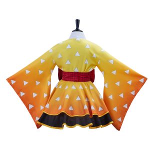 Demon Slayer Cosplay Costume Kamado Tanjirou Kimono Cosplay Outfit Black Halloween Party (Agatsuma Zenitsu, XXL), XX-Large