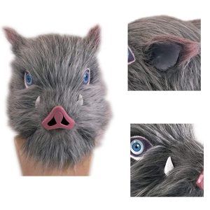 Avafierce Inosuk Mask Demon Anime Latex Helmet Boar Cosplay Costume Halloween Accessories for Adult (Inosuke Mask)
