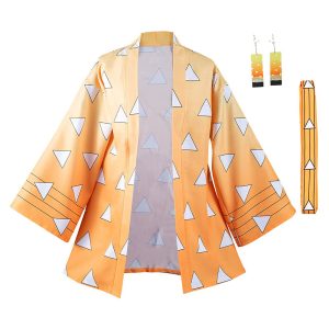 Haydory Agatsuma Zenitsu Cloak Cape Cosplay Costume Zenitsu Cosplay Kimono Cloak BathRobe Cardigan Halloween Suit Men Women…