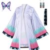 Haydory Womens Kochou Shinobu Cosplay Costume Shinobu Kimono Cloak Cloak BathRobe Full Set Halloween Suit with Hairpin