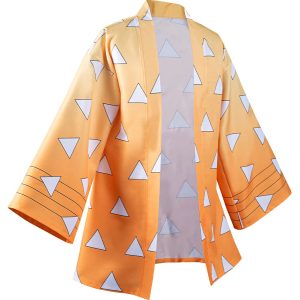 Haydory Agatsuma Zenitsu Cloak Cape Cosplay Costume Zenitsu Cosplay Kimono Cloak BathRobe Cardigan Halloween Suit Men Women…