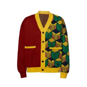 Anime Demon Tomioka Giyuu Costume Giyuu Cardigan Sweater Giyuu Knitted Jacket Coat-S/M