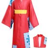 ulesoke Adult Cosplay Costume Anime Kimono Printed Cloak Robe Belt Halloween Outfits for Men Anime Fans Lovers