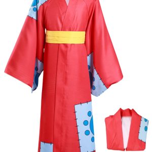 ulesoke Adult Cosplay Costume Anime Kimono Printed Cloak Robe Belt Halloween Outfits for Men Anime Fans Lovers