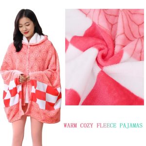 Juejuezi Hooded Wearable Blanket Hoodie Throw Blanket Cloak Cosplay Costume Shawl Wrap Nap Quilt 160x100 cm/63x40in(Pink,One Size)