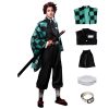 Rarashik Anime Cosplay Costume Mens Kimono Outfit Halloween party costume (S, Tanjirou)