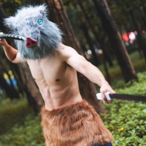 Avafierce Inosuk Mask Demon Anime Latex Helmet Boar Cosplay Costume Halloween Accessories for Adult (Inosuke Mask)