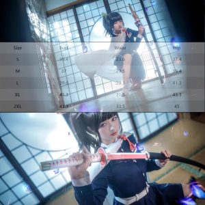 IOPBOT Adult Women Kanao Cosplay Costume Anime Kimonos Cloak Robe Uniform Skirt Halloween Outfit with Accessories (BlackSet,L)