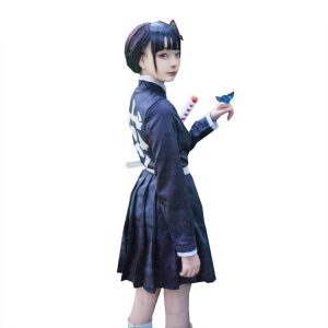 IOPBOT Adult Women Kanao Cosplay Costume Anime Kimonos Cloak Robe Uniform Skirt Halloween Outfit with Accessories (BlackSet,L)