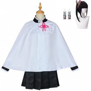 IOPBOT Adult Women Kanao Cosplay Costume Anime Kimonos Cloak Robe Uniform Skirt Halloween Outfit with Accessories (BlackSet,L)