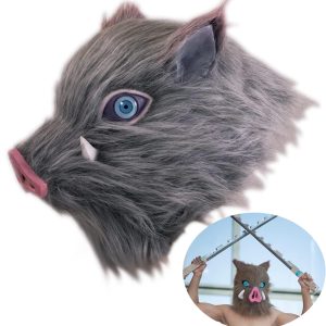 Avafierce Inosuk Mask Demon Anime Latex Helmet Boar Cosplay Costume Halloween Accessories for Adult (Inosuke Mask)