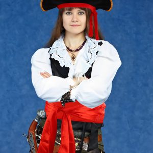 3 PCS Pirate Costume Accessories Set Pirates Eye Patch Sash Belt Skull Print Captain Hat Pirate Role Play Accessories for Men Women Halloween Pirates Cosplay Party Supplies