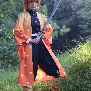NUOQI Zenitsu Cosplay Outfit Zenitsu Agatsuma Cosplay Costume Anime Kimono Uniform Halloween Costume L