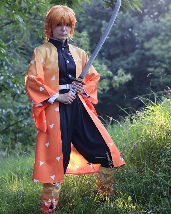 NUOQI Zenitsu Cosplay Outfit Zenitsu Agatsuma Cosplay Costume Anime Kimono Uniform Halloween Costume L - Image 6