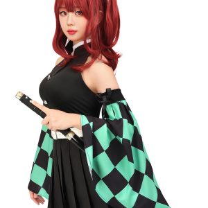 C-ZOFEK Female Anime Cosplay Women Costume Top Pleated Skirt Detachable Sleeves with Belt (Medium) Black