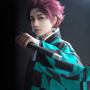 Rarashik Anime Cosplay Costume Mens Kimono Outfit Halloween party costume (S, Tanjirou)