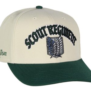 Attack on Titan Adult Scout Regiment Embroidered Snapback Hat for Men and Women Beige