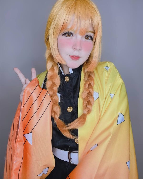 NUOQI Zenitsu Cosplay Outfit Zenitsu Agatsuma Cosplay Costume Anime Kimono Uniform Halloween Costume L - Image 5