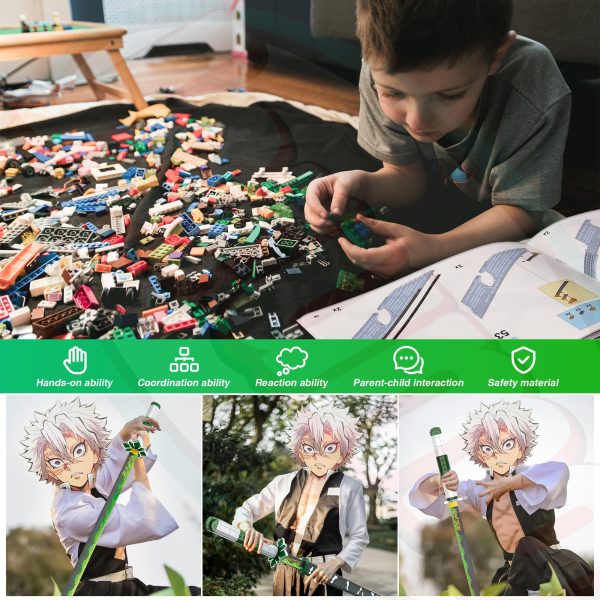 Jorumo Swords Building Sets for Adults and Kids, 39in Shinazugawa Sanemi Sword Building Block with Scabbard and Stand, Anime Building Toy Katana Gift, 788 Pcs - Image 3