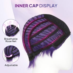 Anime Cosplay Wig Pre-Styled One-Piece Design - Heat Resistant Purple Braided Synthetic Hair with Adjustable Net | Ready to Wear for Halloween, Conventions, Costume Parties