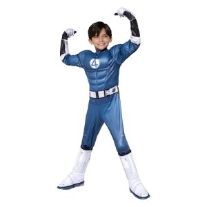 MARVEL Mr. Fantastic Official Youth Halloween Costume - Premium Quality Padded Jumpsuit with Boot Tops and Gloves (L)