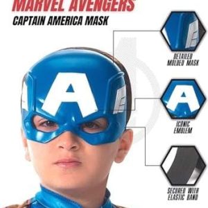 Jazwares Avengers Captain America Children's Soldier Superhero Half Mask for Kids, Standard Blue