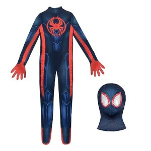 Marvel Miles Morales: Spider-Man Official Youth Deluxe Zentai Costume - Stretch Spandex with Hidden Zippers, Wrist Slits (S) Multi