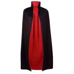 55" Stand Collar Reversible Cloak Masquerade Cape Costume, Black and Red(55"/140cm, Black and Red)