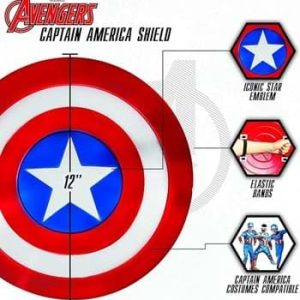 Jazwares MARVEL Boys Captain America 12" Shield, Kids Avengers Halloween Costume Accessory, Child - Officially Licensed Standard
