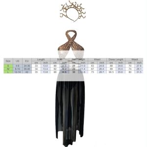Alyweatry Women Halloween Sexy Medusa Costume with Snake Headband Greek Goddess Snake Devil Witch Cosplay (Black-2, Medium)