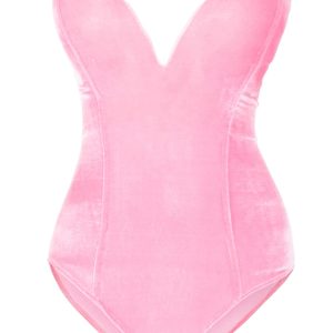 AiMiNa Anime Womens Bunny Girl Costume One Piece Bodysuit Halloween Cosplay Catsuit Bunny Headband Stockings Set(Pink S)