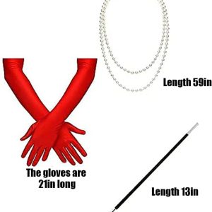 HIDLY New Demon Costume Halloween Cosplay Costume Long Straight Hair Accessory for Girl Women (6PCS)