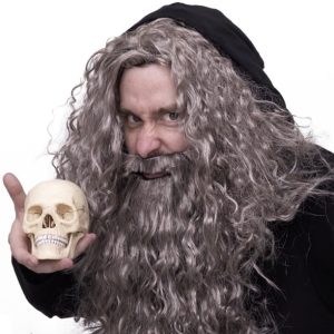 Happy Hippo Long, Gray Wizard Wig and Beard Set: Halloween Costume Wig For Men; Merlin; Mens Wig, Wigs For Men