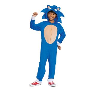 Sonic the Hedgehog Costume, Official Sonic Movie 2 Costume and Headpiece, Kids Size Small (4-6)