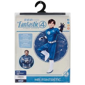 MARVEL Mr. Fantastic Official Youth Halloween Costume - Premium Quality Padded Jumpsuit with Boot Tops and Gloves (L)