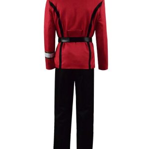 Adult Mens Red Khan Starfleet Costume James Doohan George Takei Starfleet Cosplay Uniform (Red, XL)