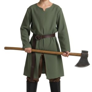 VZQI Kids Medieval Pirate Costume Tunic Renaissance Knight Warrior Viking LARP Halloween Green Boys Tops S