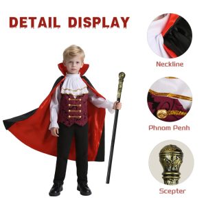 HOMELEX Child Vampire Costume for Boy Scary Halloween Red Costumes for Kids Dress Up Set