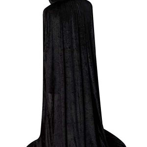 LHJ Cloak with Hood Costume Hooded Cape Crushed Velvet for Men Women