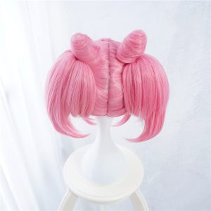 COSPLAZA Cosplay Wigs Pretty Pink Styled Anime Halloween Hair with Clip On Ponytails